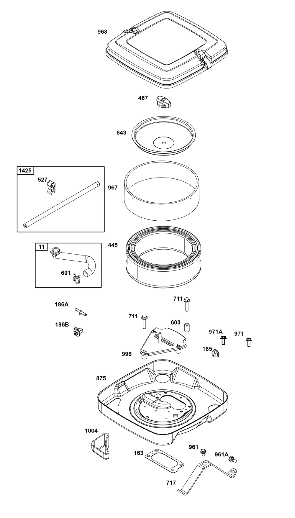 Air Cleaner Group Diagram and Parts List for 386777-3139-G1  Briggs and Stratton Engine